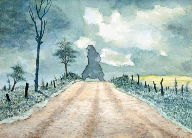 Carmen Cicero - Mysterious Figure, 2020, watercolor on paper, 9 x 12 inches
